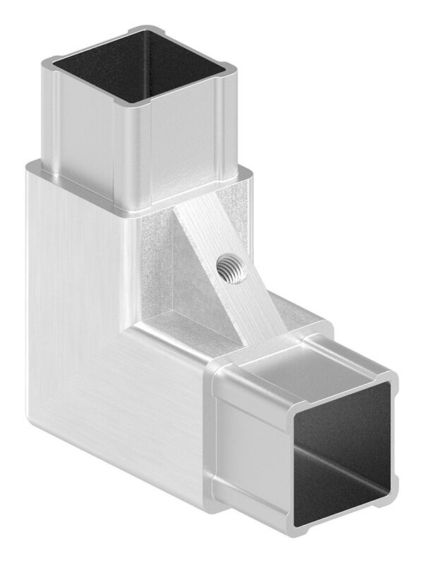 CORNECT® Ecke 90° im Set, für Rohr 30x30x2,0mm, Innengewinde M6 rechts, V2A, mit 1 Stk. VA-Diagonale, V2A