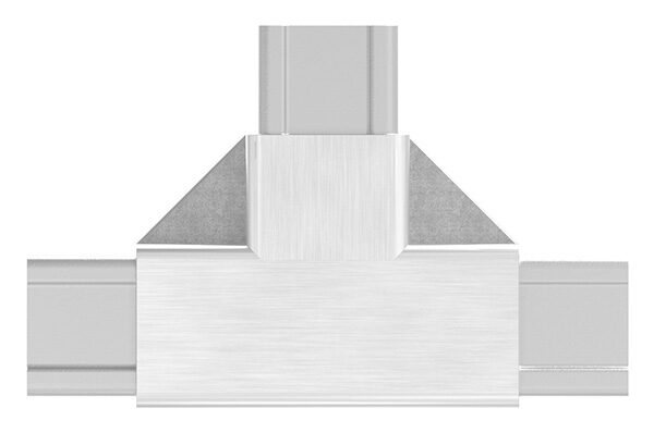 CORNECT® T-Stück im Set, für Rohr 30x30x2,0mm, Innengewinde M6 rechts, V2A, mit 2 Stk. VA-Diagonale, V2A
