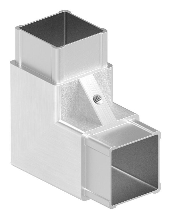 CORNECT® Ecke 90° im Set, für Rohr 40x40x2,0mm, Innengewinde M6 rechts, V2A, mit 1 Stk. VA-Diagonale