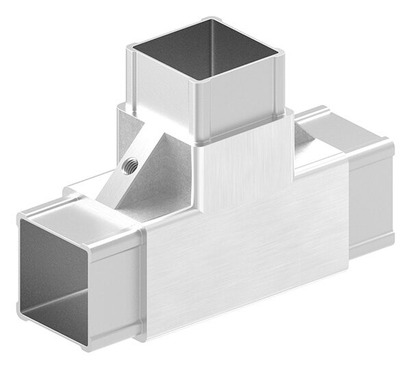 CORNECT® T-Stück im Set, für Rohr 40x40x2,0mm, Innengewinde M6 rechts, V2A, mit 2 Stk. VA-Diagonale