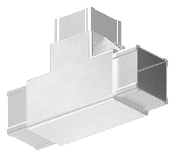 CORNECT® T-Stück im Set, für Rohr 40x40x2,0mm, Innengewinde M6 rechts, V2A, mit 2 Stk. VA-Diagonale