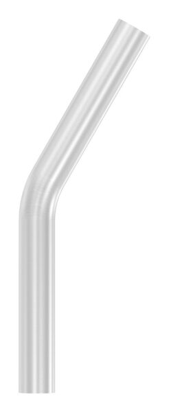 Rohrbogen 30°, aus geschl. Rohr 42,4x2,5mm, Radius-Mitte: 100mm, nach dem Biegen nicht nachgearbeitet, Bogenauslauf: ca. 200mm, V2A