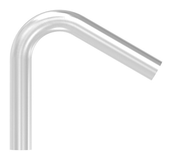 Rohrbogen 120°, aus geschl. Rohr 48,3x2,5mm, Radius-Mitte: 85mm, nach dem Biegen nicht nachgearbeitet, Bogenauslauf: ca. 200mm, V2A