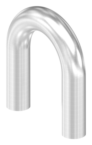 Rohrbogen 180°, aus geschl. Rohr 48,3x2,5mm, Radius-Mitte: 85mm, nach dem Biegen nicht nachgearbeitet, Bogenauslauf: ca. 130mm, V2A