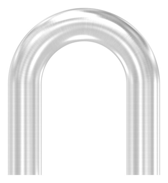 Rohrbogen 180°, aus geschl. Rohr 48,3x2,5mm, Radius-Mitte: 85mm, nach dem Biegen nicht nachgearbeitet, Bogenauslauf: ca. 130mm, V2A