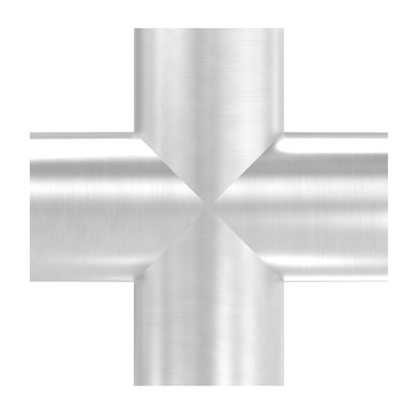 Kreuzstück, 48,3x2,0mm, zum Einschweißen, geschliffen Korn 240, V2A