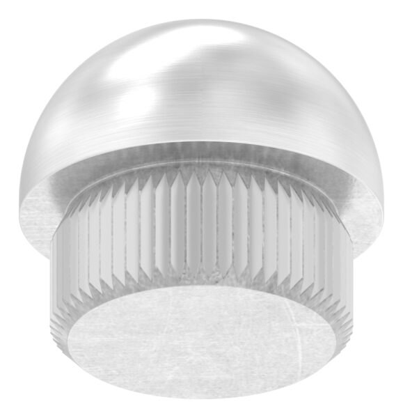 Rohrabschlussstopfen, für Rohr 21,3 x 2,0mm, halbrund, zum Einschlagen, mit Rändelung, V2A