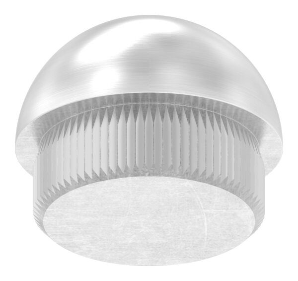 Rohrabschlussstopfen, für Rohr 26,9x2,0mm, halbrund, zum Einschlagen, mit Rändelung, V2A