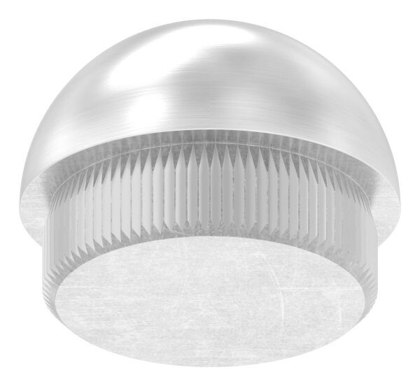 Rohrabschlussstopfen, für Rohr 30,0x2,0mm, halbrund, zum Einschlagen, mit Rändelung, V2A