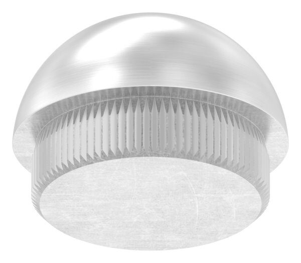 Rohrabschlussstopfen, für Rohr 33,7x2,5mm, halbrund, zum Einschlagen, mit Rändelung, V2A