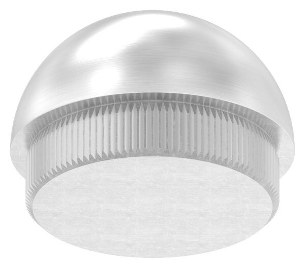 Rohrabschlussstopfen, für Rohr 42,4x2,5mm, halbrund, zum Einschlagen, mit Rändelung, V2A