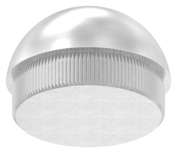 Rohrabschlussstopfen, für Rohr 48,3x2,0mm, halbrund, zum Einschlagen, mit Rändelung, V2A