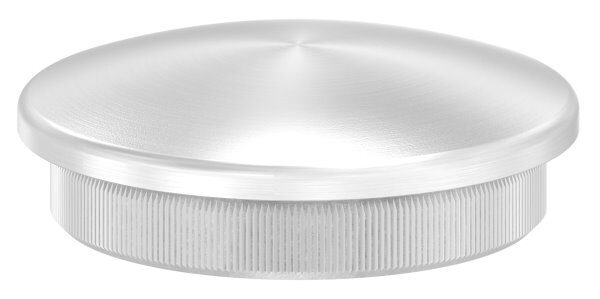 Rohrabschlussstopfen, für Rohr 48,3x3,0mm, leicht gewölbt, zum Einschlagen, mit Rändelung, V2A
