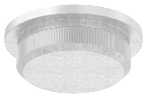 Rohrabschlussstopfen, für Rohr 21,3x2,0mm, leicht gewölbt, zum Einschlagen, mit Rändelung, dünne Ausführung, V2A