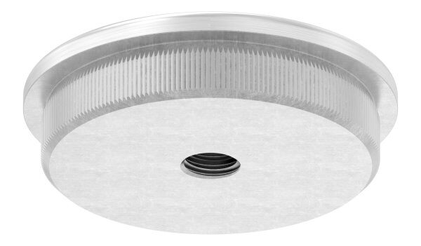 Rohrabschlussstopfen, für Rohr 48,3x2,5mm, mit Gewinde M8, leicht gewölbt, zum Einschlagen, mit Rändelung, V2A
