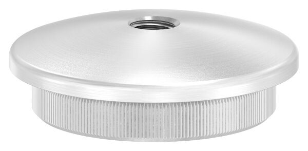 Rohrabschlussstopfen, für Rohr 48,3x4,0mm, mit Gewinde M8, leicht gewölbt, zum Einschlagen, mit Rändelung, V2A
