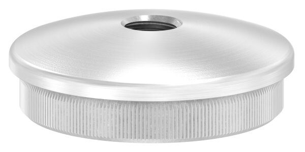 Rohrabschlussstopfen, für Rohr 48,3x2,0mm, mit Gewinde M10, leicht gewölbt, zum Einschlagen, mit Rändelung, V2A
