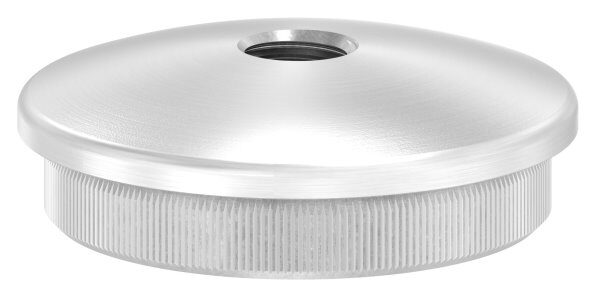 Rohrabschlussstopfen, für Rohr 48,3x2,5mm, mit Gewinde M10, leicht gewölbt, zum Einschlagen, mit Rändelung, V2A