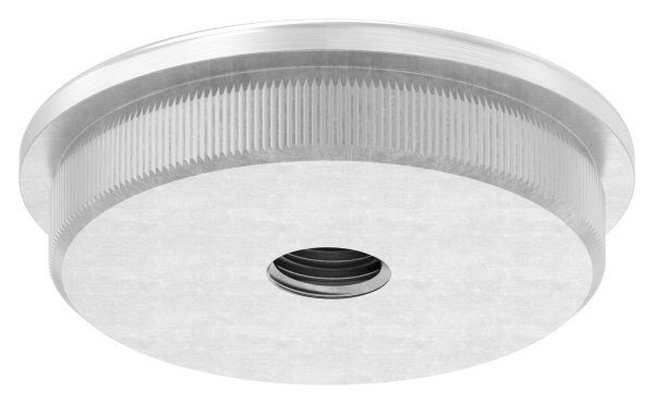Rohrabschlussstopfen, für Rohr 48,3x2,5mm, mit Gewinde M10, leicht gewölbt, zum Einschlagen, mit Rändelung, V2A