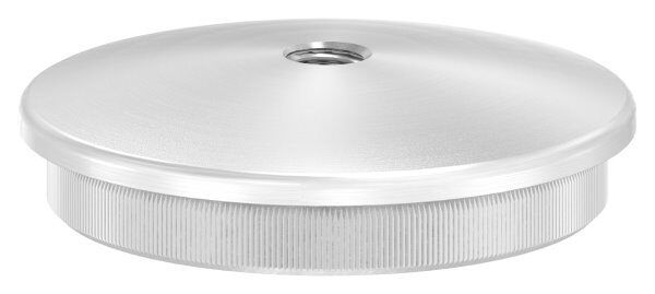 Rohrabschlussstopfen, für Rohr 60,3x3,0mm, mit Gewinde M8, leicht gewölbt, zum Einschlagen, mit Rändelung, V2A
