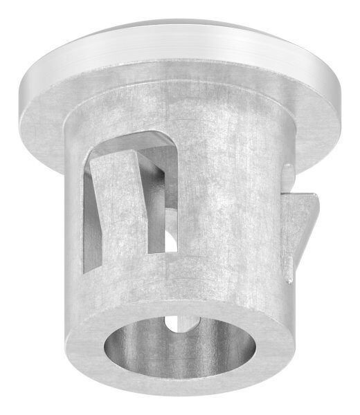 Rohrabschlussstopfen, für Rohr 12x1,0mm, leicht gewölbt, zum Einschlagen, mit Nasen, hohl, V4A