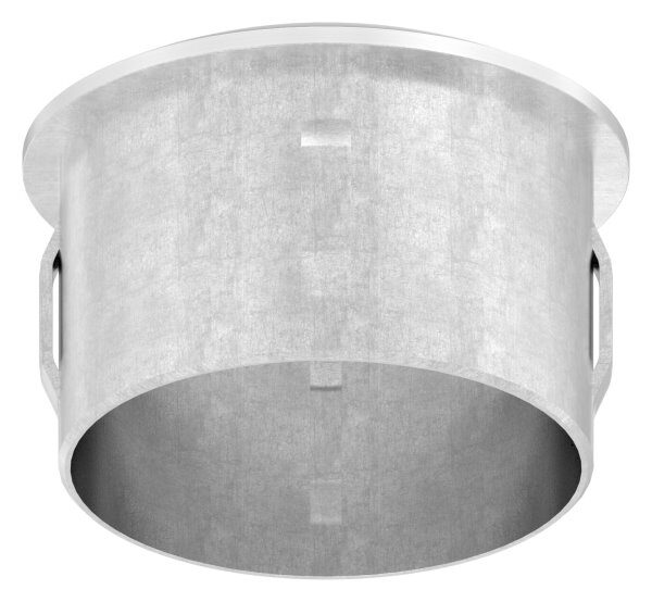 Rohrabschlussstopfen, für Rohr 48,3x2,0 - 2,5mm, leicht gewölbt, zum Einschlagen, mit Nasen, hohl, V2A