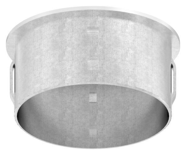 Rohrabschlussstopfen, für Rohr 60,3x2,0 - 2,5mm, leicht gewölbt, zum Einschlagen, mit Nasen, hohl, V4A