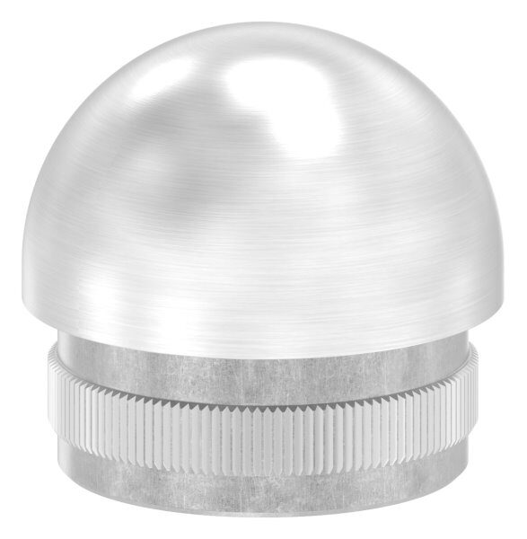 Rohrabschlussstopfen, für Rohr 33,7x2,0mm, halbrund, zum Einschlagen, mit Rändelung, hohl, V2A