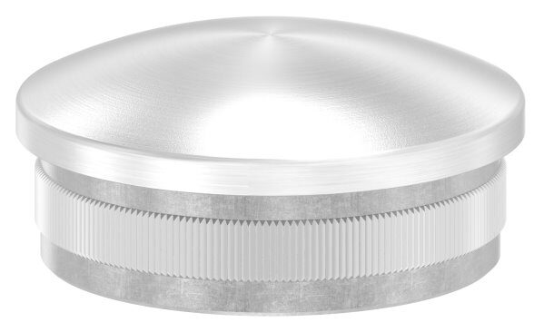 Rohrabschlussstopfen, für Rohr 48,3x2,0mm, leicht gewölbt, zum Einschlagen, mit Rändelung, hohl, V4A
