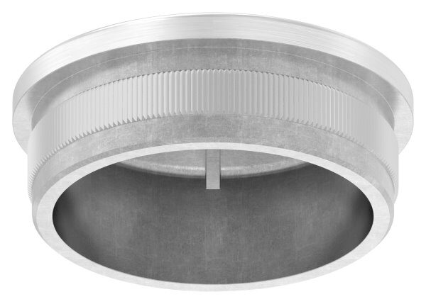 Rohrabschlussstopfen, für Rohr 48,3x2,0mm, leicht gewölbt, zum Einschlagen, mit Rändelung, hohl, V4A
