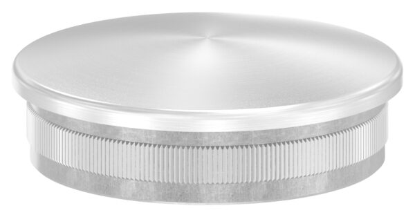 Rohrabschlussstopfen, für Rohr 60,3x2,5mm, leicht gewölbt, zum Einschlagen, mit Rändelung, hohl, V2A