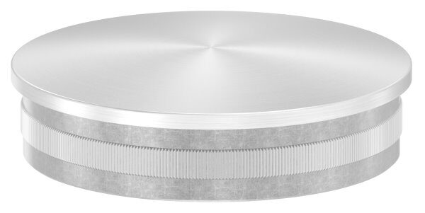 Rohrabschlussstopfen, für Rohr 76,1x2,0mm, leicht gewölbt, zum Einschlagen, mit Rändelung, hohl, V2A