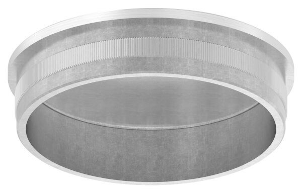 Rohrabschlussstopfen, für Rohr 76,1x2,0mm, leicht gewölbt, zum Einschlagen, mit Rändelung, hohl, V2A