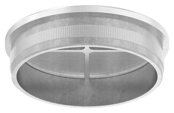 Rohrabschlussstopfen, für Rohr 60,3x2,0mm, flach, zum Einschlagen, mit Rändelung, hohl, V2A