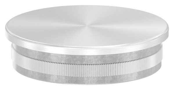 Rohrabschlussstopfen, für Rohr 60,3x2,5mm, flach, zum Einschlagen, mit Rändelung, hohl, V2A