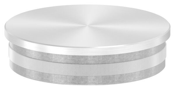 Rohrabschlussstopfen, für Rohr 76,1x2,0mm, flach, zum Einschlagen, mit Rändelung, hohl, V2A