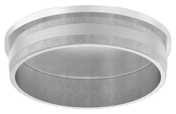Rohrabschlussstopfen, für Rohr 76,1x2,0mm, flach, zum Einschlagen, mit Rändelung, hohl, V2A