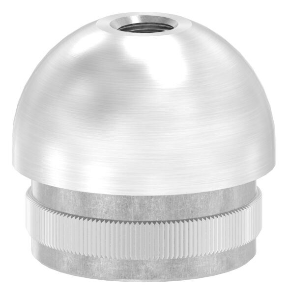 Rohrabschlussstopfen mit Innengewinde M8, für Rohr 33,7x2,0mm, halbrund, zum Einschlagen, mit Rändelung, hohl, V2A