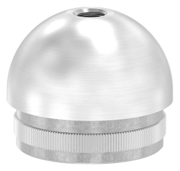 Rohrabschlussstopfen mit Innengewinde M8, für Rohr 42,4x2,0mm, halbrund, zum Einschlagen, mit Rändelung, hohl, V2A