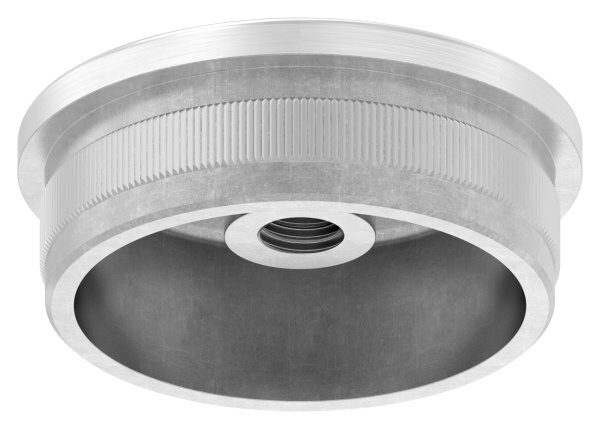 Rohrabschlussstopfen, für Rohr 48,3x2,0mm, mit Gewinde M8, leicht gewölbt, zum Einschlagen, mit Rändelung, hohl, V4A