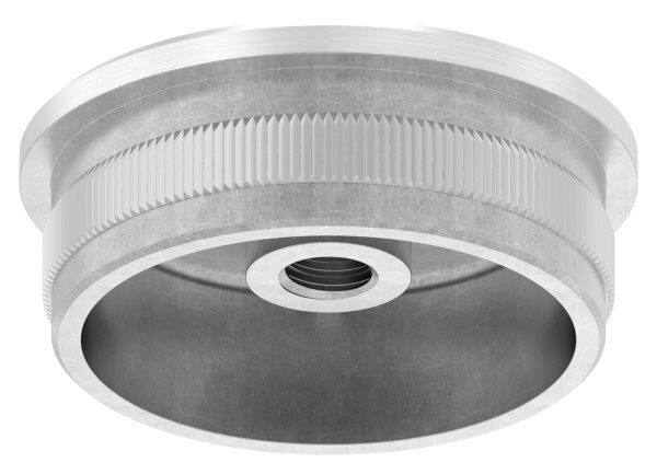 Rohrabschlussstopfen, für Rohr 48,3x2,0mm, mit Gewinde M8, flach, zum Einschlagen, mit Rändelung, hohl, V4A