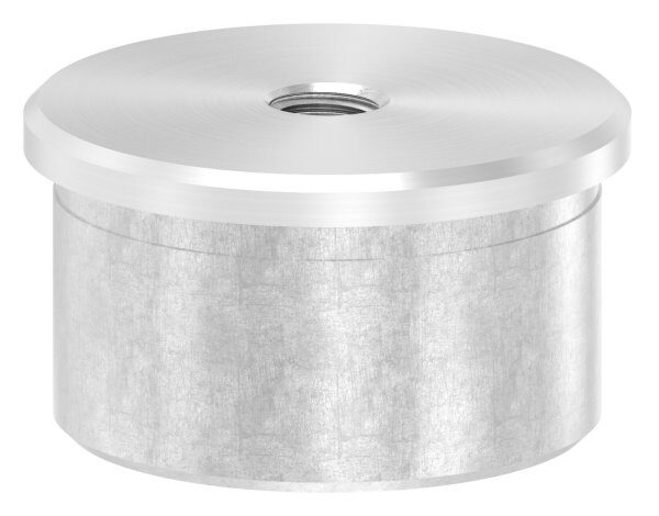 Rohrabschlussstopfen, für Rohr 42,4x2,0mm, mit Gewinde M8, flach, zum Einkleben, hohl, V2A
