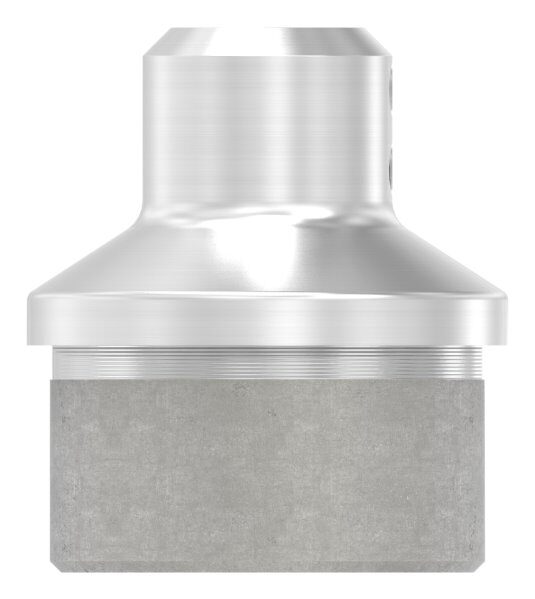 Rohrabschlussstopfen, für Rohr 42,4x2,0mm, mit Durchgangsbohrung 12,2mm und 2x Madenschrauben, V2A