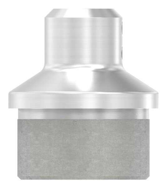 Rohrabschlussstopfen, für Rohr 42,4x2,5mm, mit Durchgangsbohrung 12,2mm und 2x Madenschrauben, V2A