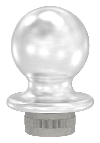 Kugelrohrknopf, für Rohr 33,7x2,5mm, zum Einschlagen, mit Rändelung, H: 58mm, V2A