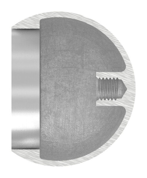 Rohrabschlusskugel -hohl- für 42,4mm Rohr, mit M8 Innengewinde, Ø 55mm, Korn 240, V4A