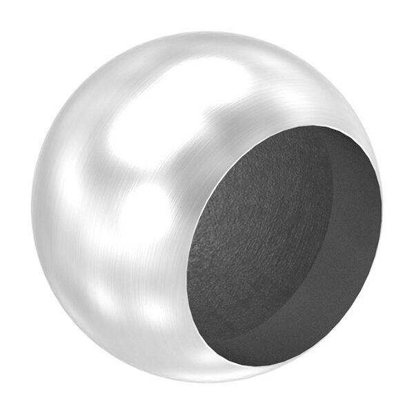 Rohrabschlusskugel -hohl- für 33,7mm Rohr, mit M8 Innengewinde, Ø 47mm, Korn 240, V2A