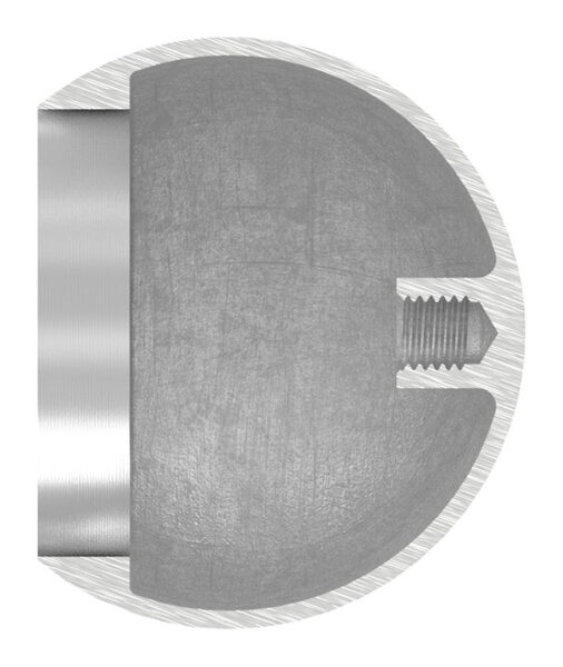 Rohrabschlusskugel -hohl- für 48,3mm Rohr, mit M8 Innengewinde, Ø 64,5mm, Korn 240, V2A