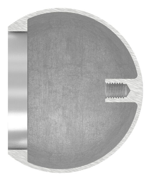 Rohrabschlusskugel -hohl- für 60,3mm Rohr, mit M8 Innengewinde, Ø 85mm, Korn 240, V2A