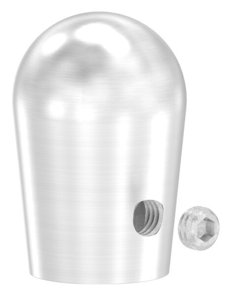Endkappe für 12mm Rundmaterial, halbrund, mit seitlicher Madenschraube, V2A